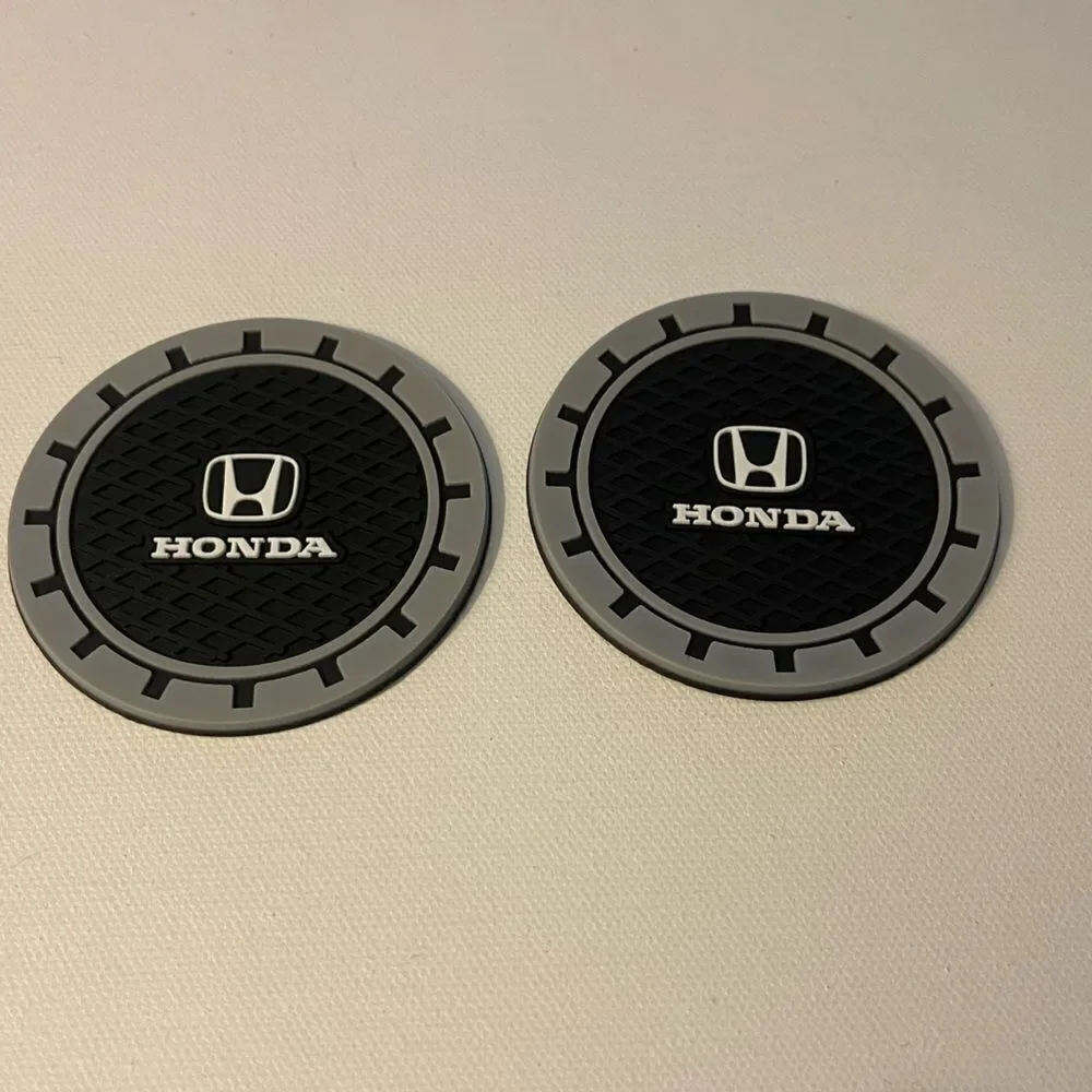 Honda Car Cup Coasters in Black with Logo Set of 2 NWT - Picture 2 of 6